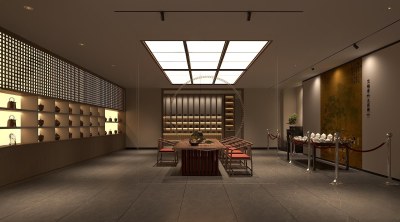 新中式茶文化博物馆3D模型下载